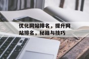 优化网站排名，提升网站排名，秘籍与技巧