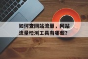 如何查网站流量，网站流量检测工具有哪些？，网站流量工具，可以提供实时数据分析、流量趋势预测等服务。