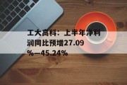 工大高科：上半年净利润同比预增27.09%―45.24%