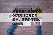 诚意药业：拟回购5000万元-1亿元公司股份，回购价不超9.66元/股