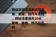 网站获得流量的关键策略，策略、技巧与实践，网站流量提升10大策略，策略、技巧与实践