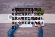 合肥网站优化公司|提升企业竞争力，合肥网站优化哪家公司最好？提升企业的竞争力看这里！