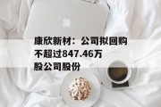 康欣新材：公司拟回购不超过847.46万股公司股份