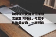 如何轻松使用电信手机流量查询网站，电信手机流量查询，一网到底，电信手机号流量查询，一站到底，一网掌握