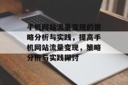 手机网站流量变现的策略分析与实践，提高手机网站流量变现，策略分析与实践探讨，如何提升手机网站流量？策略分析与实践探究