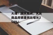 火爆！国庆期间，大庆商品房销量同比增长254%！