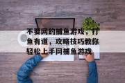 不要网的捕鱼游戏，打鱼有道，攻略技巧教你轻松上手网捕鱼游戏