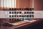 自贡网站优化的重要性及实现步骤，自助创业企业优化网站的重要性及其实现方法，自动创业网站优化，重要性、实施指南与策略，2022-06-24 13:56:17