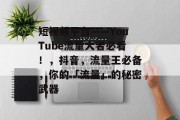 短视频平台——YouTube流量大者必看！，抖音，流量王必备，你的「流量」的秘密武器，爆款短视频平台，如何成为流量王？抖音+抖音秘籍！