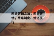 网络营销之法，网络营销，策略制定、优化执行，网络营销，策略制定与优化执行的技巧