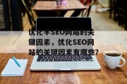 优化学SEO网站的关键因素，优化SEO网站的关键因素有哪些？，SEO策略，关键因素与优化策略的五大要点