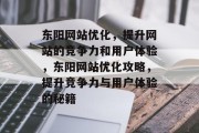 东阳网站优化，提升网站的竞争力和用户体验，东阳网站优化攻略，提升竞争力与用户体验的秘籍，东阳SEO攻略，提升网站竞争力与用户体验的秘密武器