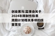 创业黑马:监事会关于2024年限制性股票激励计划相关事项的核查意见