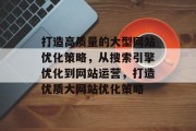 打造高质量的大型网站优化策略，从搜索引擎优化到网站运营，打造优质大网站优化策略