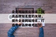 企业网站优化排名，提高品牌知名度的关键，提升企业网站排名，打造专业品牌曝光路径，企业网站优化排名攻略，提升品牌知名度的五大关键步骤