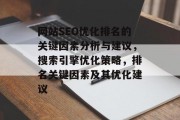 网站SEO优化排名的关键因素分析与建议，搜索引擎优化策略，排名关键因素及其优化建议，SEO优化排名，关键词选择与策略解析