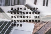 鼎汉技术:关于向特定对象发行股票摊薄即期回报的风险提示、填补回报措施及相关主体承诺的公告