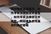 揭秘捕鱼游戏漏洞，如何寻求法律途径并报警，如何寻求法律途径并报警，揭秘捕鱼游戏漏洞的应对策略