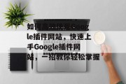 如何高效使用Google插件网站，快速上手Google插件网站，一招教你轻松掌握，迅速掌握Google插件网站，一招让你轻松上手