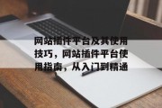 网站插件平台及其使用技巧，网站插件平台使用指南，从入门到精通，网站插件平台及使用技巧指南