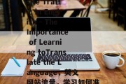 Title: Website Traffic in English - The Importance of Learning toTranslate the Language，英文网站流量，学习如何准确地翻译至关重要，学好英语，重要性不言而喻的网站流量来源与有效翻译技巧