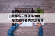 如何优化B2B网站流量排名，优化B2B网站流量排名的方法有哪些？，优化B2B网站流量排名的建议有哪些？