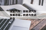 深蓝汽车：新能源汽车发展迅猛，机遇与挑战并存