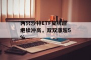 两只沙特ETF复牌后继续冲高，双双涨超5%