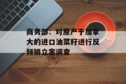 商务部：对原产于加拿大的进口油菜籽进行反倾销立案调查