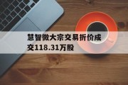 慧智微大宗交易折价成交118.31万股