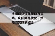 庆阳网络优化策略及实践，庆阳网络优化，策略与实践的结合，庆阳网络优化实战案例分析