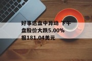 好事达盘中异动 下午盘股价大跌5.00%报181.04美元