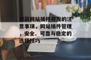 屏蔽网站插件开发的注意事项，网站插件管理，安全、可靠与稳定的选择技巧，如何设置和管理网站插件？避免安全漏洞，并确保网站的稳定性。