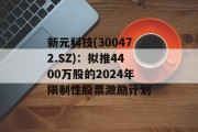 新元科技(300472.SZ)：拟推4400万股的2024年限制性股票激励计划