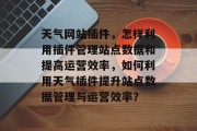 天气网站插件，怎样利用插件管理站点数据和提高运营效率，如何利用天气插件提升站点数据管理与运营效率？，10招利用天气插件提高站点数据管理与运营效率