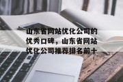 山东省网站优化公司的优秀口碑，山东省网站优化公司推荐排名前十，山东省网站优化公司十大推荐排行榜