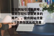 优化网站引流量策略，帮助您轻松获取更多的用户。，提升网站流量，5步教你优化引流量策略