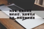 淘宝客: 拓展网络营销的途径，淘宝客实战指南，网络营销新通道