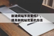 新建网站不流量吗？，提高新网站流量的方法，提升网站流量，哪些方法最有效?