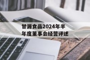 甘源食品2024年半年度董事会经营评述