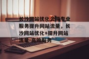 长沙网站优化公司专业服务提升网站流量，长沙网站优化+提升网站流量-高效服务