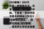 流量大的网站如何优化SEO策略？SEO不仅是一种营销方式，也是一种推广新产品的手段。下面是一些如何在流量大的网站上优化SEO策略的建议。，流量大网站 SEO策略，提高转化率的关键要素，优化搜索引擎策略，流量大的网站的关键要素