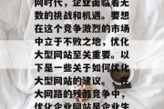 在当今快速发展的互联网时代，企业面临着无数的挑战和机遇。要想在这个竞争激烈的市场中立于不败之地，优化大型网站至关重要。以下是一些关于如何优化大型网站的建议。，在大网路的残酷竞争中，优化企业网站是企业生存之道！，优化企业网站，提升竞争力，应对市场竞争