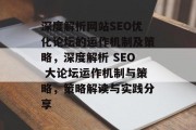 深度解析网站SEO优化论坛的运作机制及策略，深度解析 SEO 大论坛运作机制与策略，策略解读与实践分享，SEO大师教你，深度解析论坛运作机制与策略