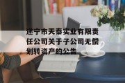 遂宁市天泰实业有限责任公司关于子公司无偿划转资产的公告