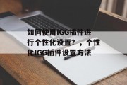 如何使用IGG插件进行个性化设置？，个性化IGG插件设置方法