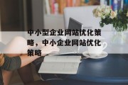 中小型企业网站优化策略，中小企业网站优化策略，中小企业网站优化策略是什么？