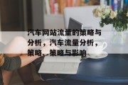 汽车网站流量的策略与分析，汽车流量分析，策略、策略与影响，汽车流量分析: 目标与策略