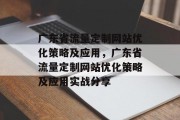 广东省流量定制网站优化策略及应用，广东省流量定制网站优化策略及应用实战分享，广东省流量定制网站优化策略