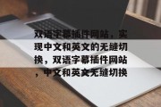 双语字幕插件网站，实现中文和英文的无缝切换，双语字幕插件网站，中文和英文无缝切换，双语字幕插件网站，一键切换中文与英文，中文无缝转换到英文